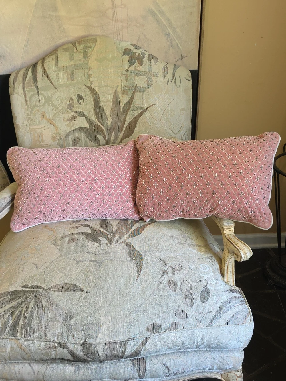 Blush Pink Quilted Decorative Lumbar Pillow Pair